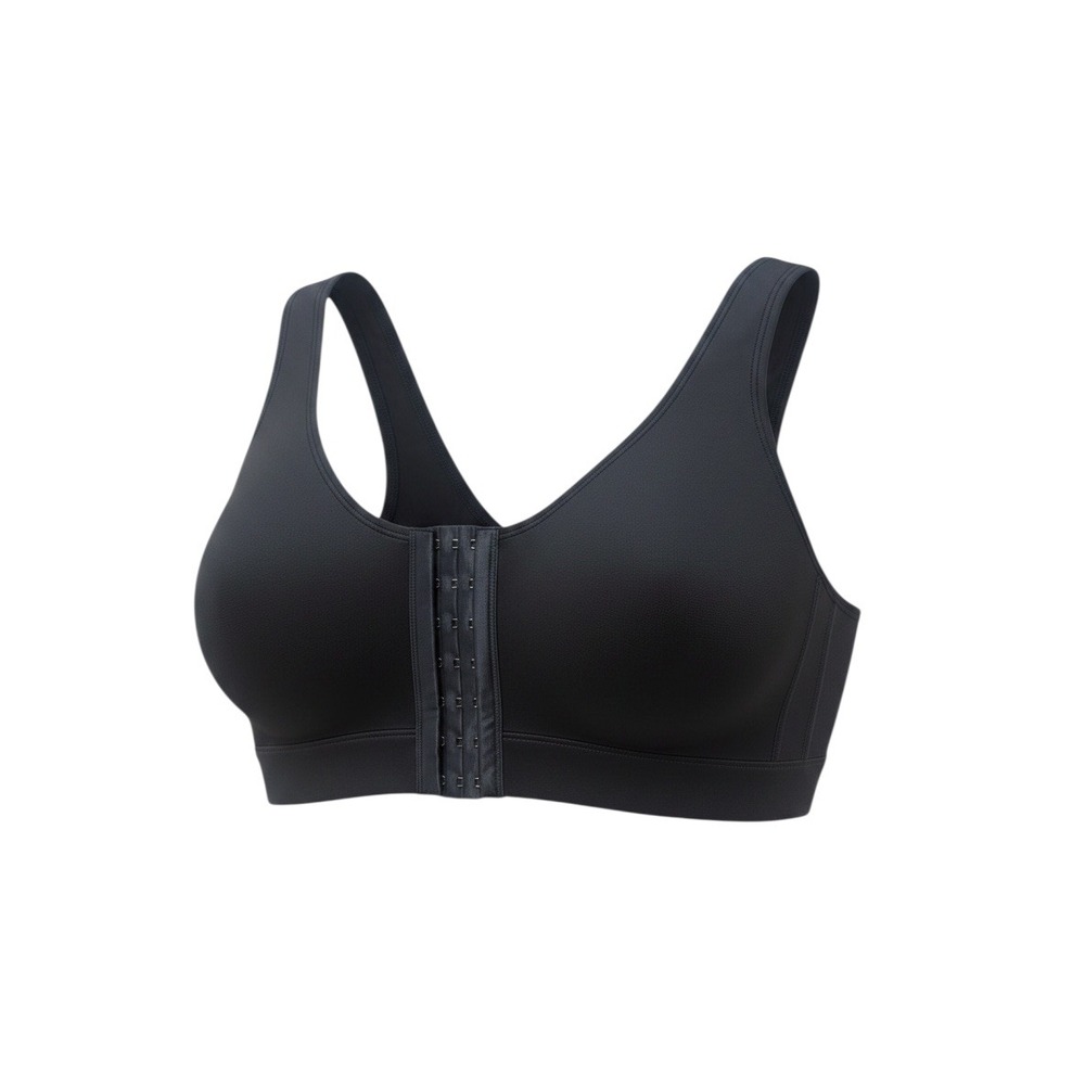 Masthead The Estelle Post Surgical Bra Black Front Closure Pockets Size M